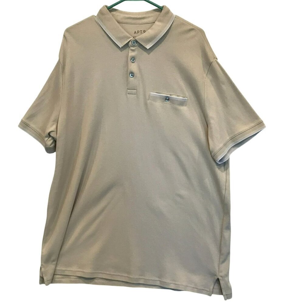 Apt. 9 Men's 3-Button Golf Polo Shirt Size XXL in Tan Activewear Short Sleeve